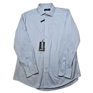 VICTOR EMMANUEL Luxe Knit Dress‎ Shirt Mens 17.5 XL Light Blue Modern Fit NEW